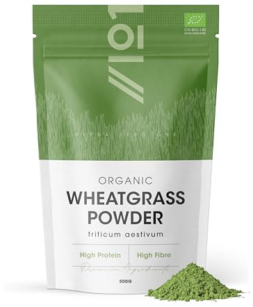 Organic Wheat Grass Powder 500g - Rich in Amino Acids - Resealable and Recyclable Pouch - By Alpha01