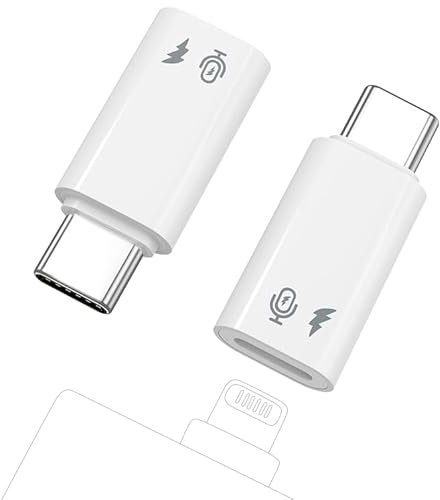 MoKo Adaptateur Microphone Lightning vers USB C 2PZS (Pas pour Écouteurs), Adaptateur USB C Mâle à Lightning Femelle pour Microphone de Lavalier sans Fil pour iPhone 16/15 Plus Pro Max, iPad Pro/Air
