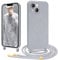 Ethanger Handyband für iPhone 14 iPhone 13 Hülle mit Band [Kompatibel mit Magsafe] Flüssig Silikon Necklace Handyhülle Magnetische Schutzhülle zum Umhängen Kordel für iPhone 14/13 Grau