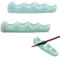 WEBEEDY 2 Pcs Ceramic Brush Pen Rest Holder, Calligraphy Painting Brush Stand Desktop Brush Rack Rest for Drawing Painting and Calligraphy Writing, Office Desk Pen Stand Decoration, 14.1x3.9x3.1cm