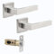 Probrico Satin Nickel Door Handles Lever Internal Door Handles on Square Rose,Passage Door Handles with Adjustable Tubular Latch 1 Pack