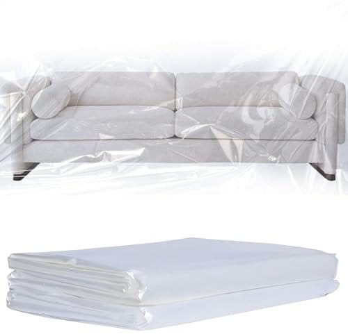 SuQurtom Plastic Sofa Cover 3 Seater - 2mx3m, 2 Pack Heavy Duty Transparent PVC Furniture Protector, Waterproof Dustproof Moving Covers for Beds, Cabinets & Renovation Storage