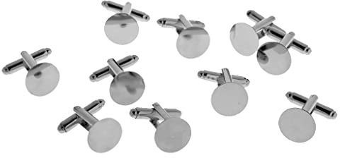 Qianly 10 Stück Manschettenknöpfe für Herren, Manschettenknöpfe, Rohlinge, Schmuckzubehör, 15 Mm, Silber