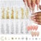 Yamobi 400 Pieces 3D Nail Charms Gold Silver, Star Moon Nail Charms Glitter Stones for Nails, Metallic Star Rhinestones, DIY Nail Decoration, Manicure Accessories
