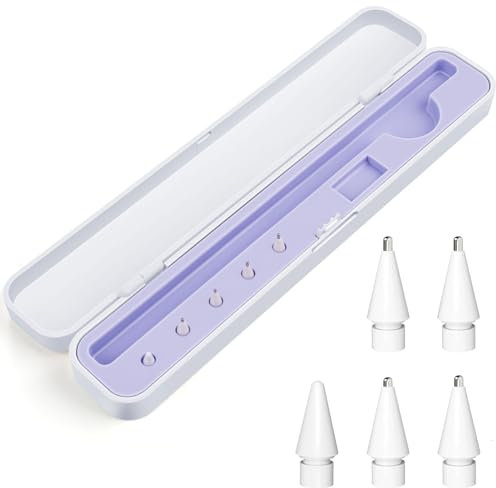 Cverny Pencil Case Compatible with Apple Pencil Pro/1st Generation /2nd Gen/Apple Pencil USB C, Contain 5 Replacement Apple Pencil Tips, Mini Portable Protective Holder Storage Box for Ipad Pencil