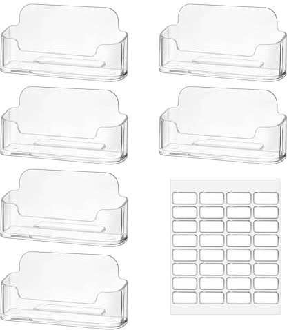 CHSEROK 6 Stück Visitenkartenständer, Transparent Visitenkarten Halter, PC-Kunststoff Visitenkarten Box, mit Doppelseitigem Klebeband, für Büros, Wohnungen und Ausstellungen