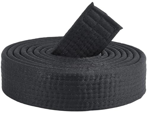 CREATCABIN Schwarzer Brasilianischer Jiu Jitsu Gürtel Polyester Kampfsport Gürtel Judo TKD Aikido Einheitlicher Ranggürtel Universell BJJ Gürtel Taekwondo Für Männer Frauen Sporttrainingsgerät 300cm
