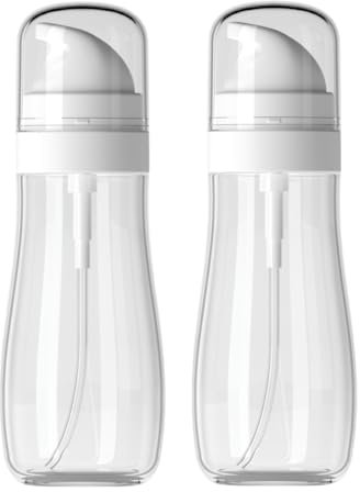 Aurdox Small Pump Bottle Dispenser, 100ml Makeup Water Face Sprayer- Clear Refillable Portable Containers for Cosmetic Skincare, Refillable Travel Bottle for Lotions, Shampoo, Conditioner, 2 PCS