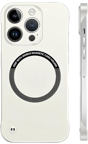 Generisch Frameless Matte Ultra Thin Magnetic Case for iPhone, Ultra Thin Hard PC Magnetic Frameless Phone Case for iPhone 16 15 14 13 12 11 Pro Max Plus (15 Pro Max,White)