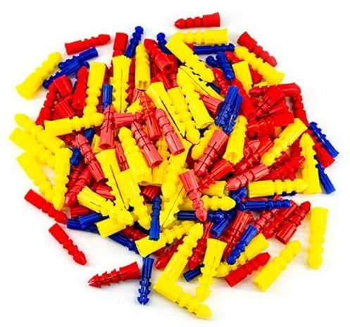 DCJWQ 200 Pcs Plugs Assorted, Wall Plugs Assorted, Expansion Wall Screw for Chipboard Concrete, Bricks, Gypsum Plasterboard (5mm 6mm 7mm 8mm) Fixings Plug