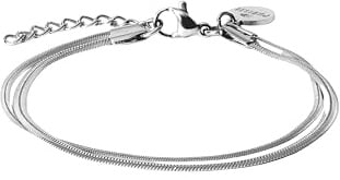 Purelei® Two Layers Damen Armband – verstellbares, wasserfestes Armband mit doppellagigem Schlangenketten-Design für einen stilvollen Layering-Look (Silver)