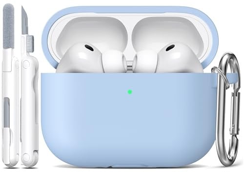 R-fun für AirPods Pro 3 Hülle (2025) Weiche Silikon -Himmelblau | Kompatibel mit Apple AirPods Pro 3. Generation, Reinigungsset & Schlüsselanhänger inklusive, Unisex, Umfassender Schutz