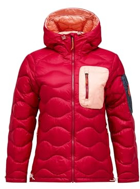 Peak Performance Damen Helium Utility Down Hoodie Jacke, tech burgundy-peach fuzz, M