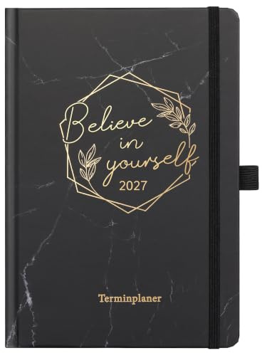 Kalender 2027 A5 - Terminplaner 2027 von Jan. 2027 bis Dez. 2027 | Terminkalender 2027, A5 Buchkalender 2027 mit Innentasche, Elastischer Verschluss, 21.3 x 14.7cm