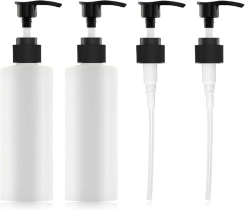 Massage Oil Pump Dispenser – 2 X Bottle Pump Diffuser for Essential Oils with 4 Pump Heads, Reusable Dispenser for Massage Oil, Body Care & Essential Oils (250 ml) NOT Massage Oil Warmer (Off-White1)