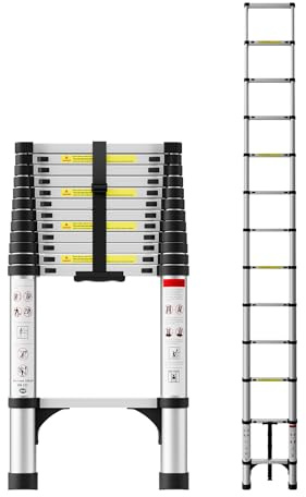 SEEKNEW Telescoping Ladder 12.5 FT, 330 lbs Capacity; Silver
