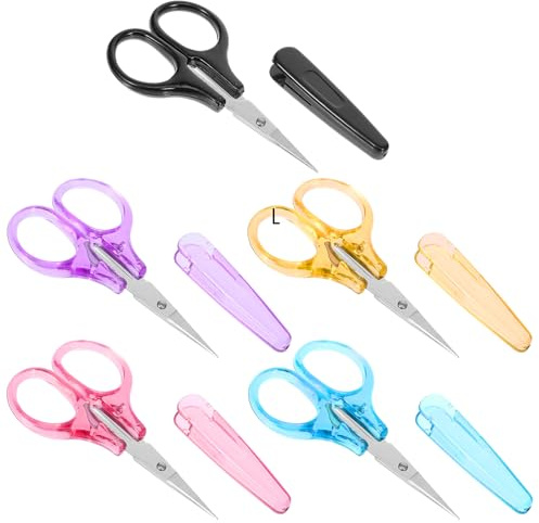 TIESOME 5 stycken minisaxset, pysselsaxar små med skyddande fodral, universalsax kontorssax sax sax för papper skärning scrapbooking hantverk detaljer sax