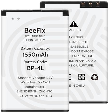 Beefix BP-4L Akku, 1550mAh Hochwertiger Ersatzakku - Kompatibel mit Nokia 6650f, 6760s, E52, E55, E61i, E71, E72, E90, N810 Internet Tablet, N97