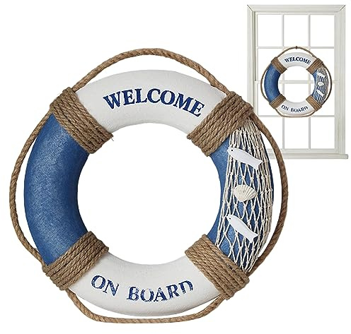 Rettungsring-Ring, Rettungsring-Dekoration, 30, 5 cm, rund, Retro-Boje-Dekor, zum Aufhängen, für Pool, Wand, Tür, Wanddekoration für Zuhause
