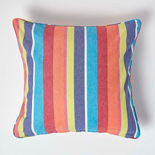 Homescapes bunt gestreifter Kissenbezug, dekorative Kissenhülle 60 x 60 cm für Sofakissen und Zierkissen aus 100% Baumwolle mit Reißverschluss