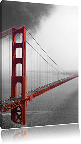 Pixxprint Golgen Gate Bridge in San Francisco, Größe: 60x40cm, Leinwandbild, fertig gespannt, Wandbild, Dekoration, Kunstdruck, kein Poster