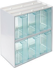 Quellmalz 6er Schüttensatz mit 6 Kunststoffschütten, Gehäuse weiß, Farbe: Grüntransparent, B 267 x T 150 x H 292 mm