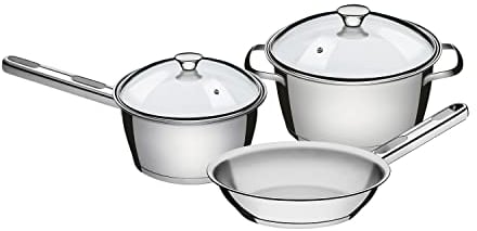 Tramontina Stainless Steel Cookware, for Induction, Electric, Gas and Ceramic Glass Hobs, Cookware, Kitchen (3 Pcs. (1x Casserole; 1x Saucepan; 1x Frying Pan))