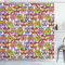 ABAKUHAUS Bunt Duschvorhang, Aufwändige Eulen-Tupfen, Stoffliches Gewebe Badezimmerdekorationsset mit Haken, 175 x 200 cm, Weiß Mehrfarbig