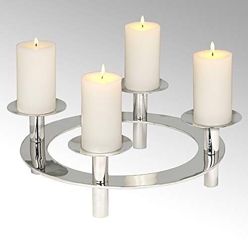 Lambert - Festkranz, Adventskranz - Uranus - Aluminium - groß - vernickelt - D 43,5 cm