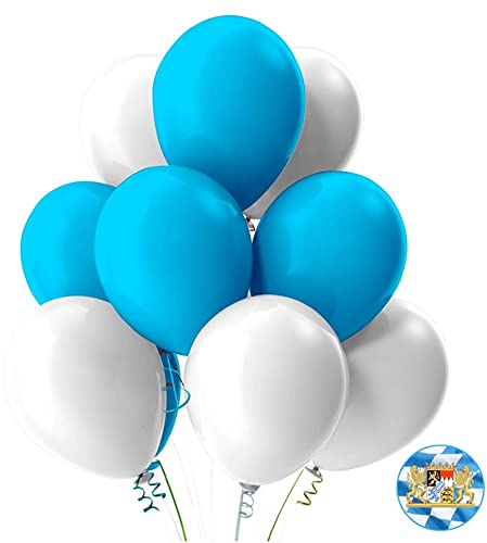 50x Luftballons Ø 35 cm Mix weiß & blau als Deko Dekoration für Ihr Oktoberfest Dahoum Wiesn, Canstatter WASN