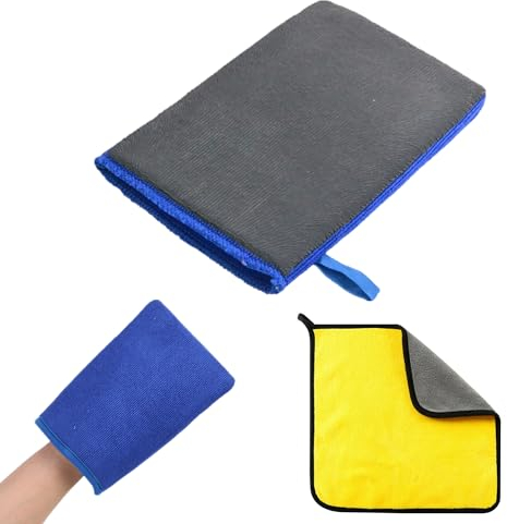 Auto Waschhandschuhe Reinigungsknete + Mikrofaser Handschuhe, Handschu mit Feiner Tonerde-Beschichtung für Autowäsche Waschen und Vorbereiten der Oberfläche vor dem Verzieren