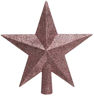 Christbaumspitze Stern Kunststoff Glitzer 19cm Weihnachtsspitze Tannenbaumspitze Altrosa