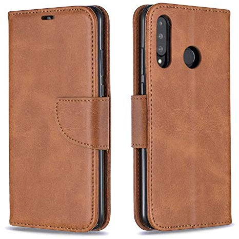 AIFILLE Marrone Custodia Cover P30 Lite Huawei a Libro Trama di Originale Flip Portamonete Sottile PU Pelle e Silicone Cover Compatibile con Huawei P30 Lite 6.15 Pollici Porta Carte Supporto Funzione