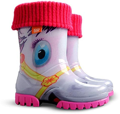 Demar LUX Gummistiefel Regenstiefel Kinderstiefel gefüttert mit Innensocken Mädchen Jungen (20/21, Pony)
