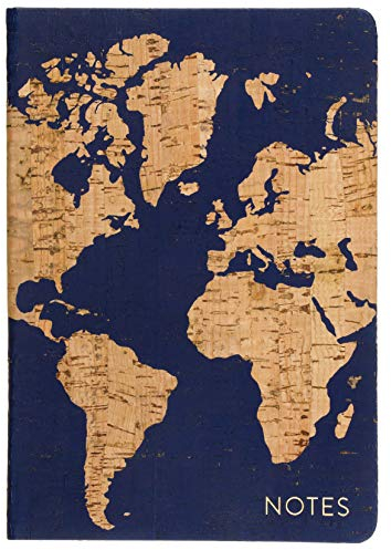 Eccolo World Traveler Style Tagebuch 15,2 x 20,3 cm Medium Weltkarte von Cork