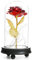 ZYTC Valentinstag Rose Blume Lampe Blattgold Glas Lampenschirm LED Warmes Licht Mit Handgefertigten Künstlichen Blumen Geeignet Für Hochzeitsdekoration Zusammen DIY Geschenke Für Paare Jubiläum (Rot)