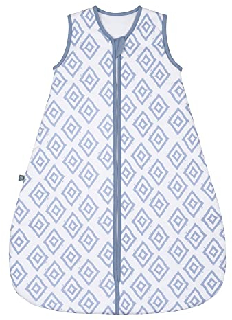 emma & noah Baby Schlafsack 2.5 TOG, Strampelsack für den Herbst und Winter in vielen Farben, Bio-Baumwolle, OEKO-TEX Zertifiziert, Schlafsack für Neugeborene (Rauten Blau, 90 cm)
