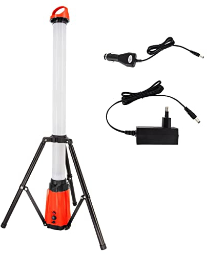 SCHMIDT security tools 360° Akku Standleuchte WLB2800 24 Watt 2800 Lumen LED Arbeitsleuchte Stativ Bau-Strahler IP65 Arbeitsstrahler 1180mm