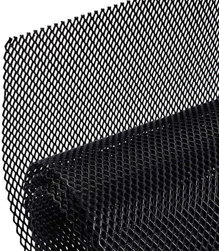 AggAuto 100×33cm Negro Rejilla de carreras, Tamaño del Rómbico de 4×8mm, rejilla estirada de aleación de aluminio, ajuste universal rejilla del radiador del automóvil