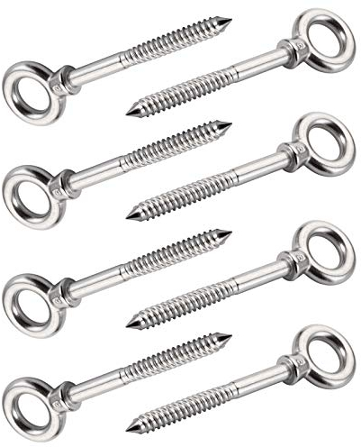 TOPZEA 8 Pack Hammock Hooks by Load Capacity 650lbs, Stainless Steel Hammock Hanging Kit Heavy Duty Eye Hooks for Hammock Stand, Swing Chair, Camping Set, Indoor & Outdoor