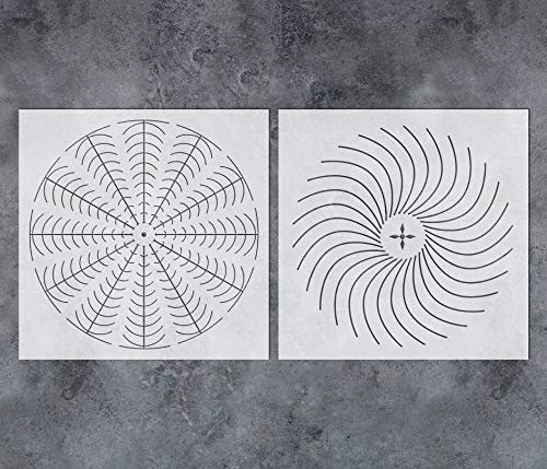 GSS Designs Mandala-Punkt-Kunst-Schablonen (2 Stück) – große Blumen-Schablone für Punkt-Mandala-Leinwandgemälde (30,5 x 30,5 cm) – wiederverwendbare Malschablonen für Leinwand-DIY-Projekte (SL-109)