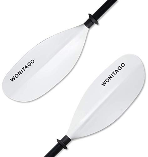 WONITAGO Kajak-Paddel mit Legierungsschaft und PP-Klinge, schwimmende Kajak-Ruder, verstellbar 230-250 cm, Weiß