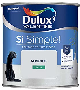 Dulux Valentine Peinture Si Simple Peinture Intérieure Toutes Pièces - Peinture Mur et Plafond, Porte et Plinthe - Couleur : Le Gris Pastel - 0,5 L