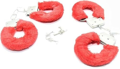 ARUNDEL SERVICES EU 2 x Handschellen Polizei für Damen, Polizei, Krankenschwester, Arzt, Sicherheitsbeauftragte, Kostümzubehör, Armbanduhr, rot, S, Kostüme