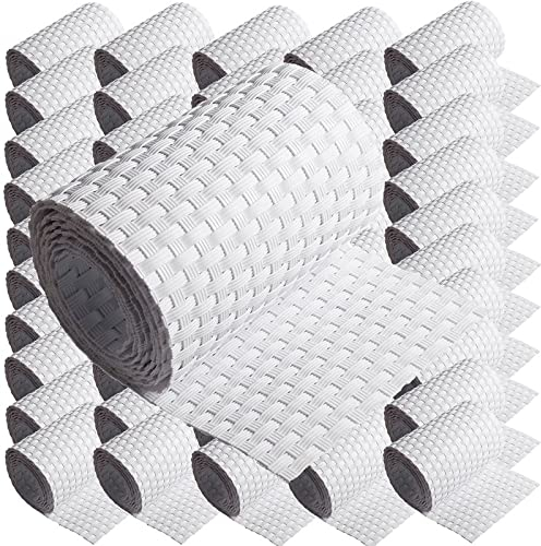 50 x Poly-Rattan Sichtschutzstreifen für Doppelstabzaun Doppelstab Matten Flechtzaun 19|255 cm Weiß