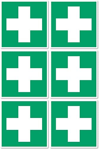 Adesivi di pronto soccorso E003, DIN EN ISO 7010/ASR A1,3-5 cm, confezione da 6