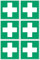 Adesivi di pronto soccorso E003, DIN EN ISO 7010/ASR A1,3-5 cm, confezione da 6