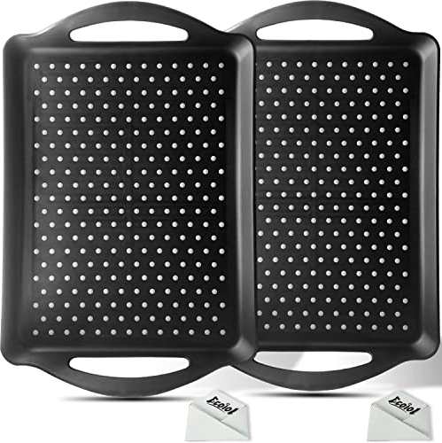 Bandeja antideslizante para servir alimentos con asas, 2 unidades, rectangular, antideslizante, no tóxica, apta para lavavajillas, para aperitivos, frutas, postres, desayuno, bebidas, color negro