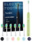 7AM2M Sonic Electric Toothbrush for Adults and Kids, One Charge for 90 Days, with 6 Brush Heads, 5 Modes with 2 Minutes Build in Smart Timer, Roman Column Handle Design(Green)