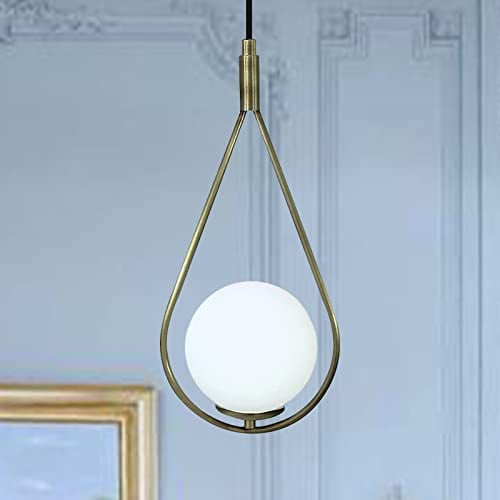 bamyum Hängelampe Wohnzimmer Vintage, Waterfor Hängelampe Gold Glas, Wohnzimmerlampe, Esstischlampe Retro Vintage, Küchenlampe Hangend Kugelleuchte Pendelleuchte Vintage Küchenlampe Pendelleuchte Gold